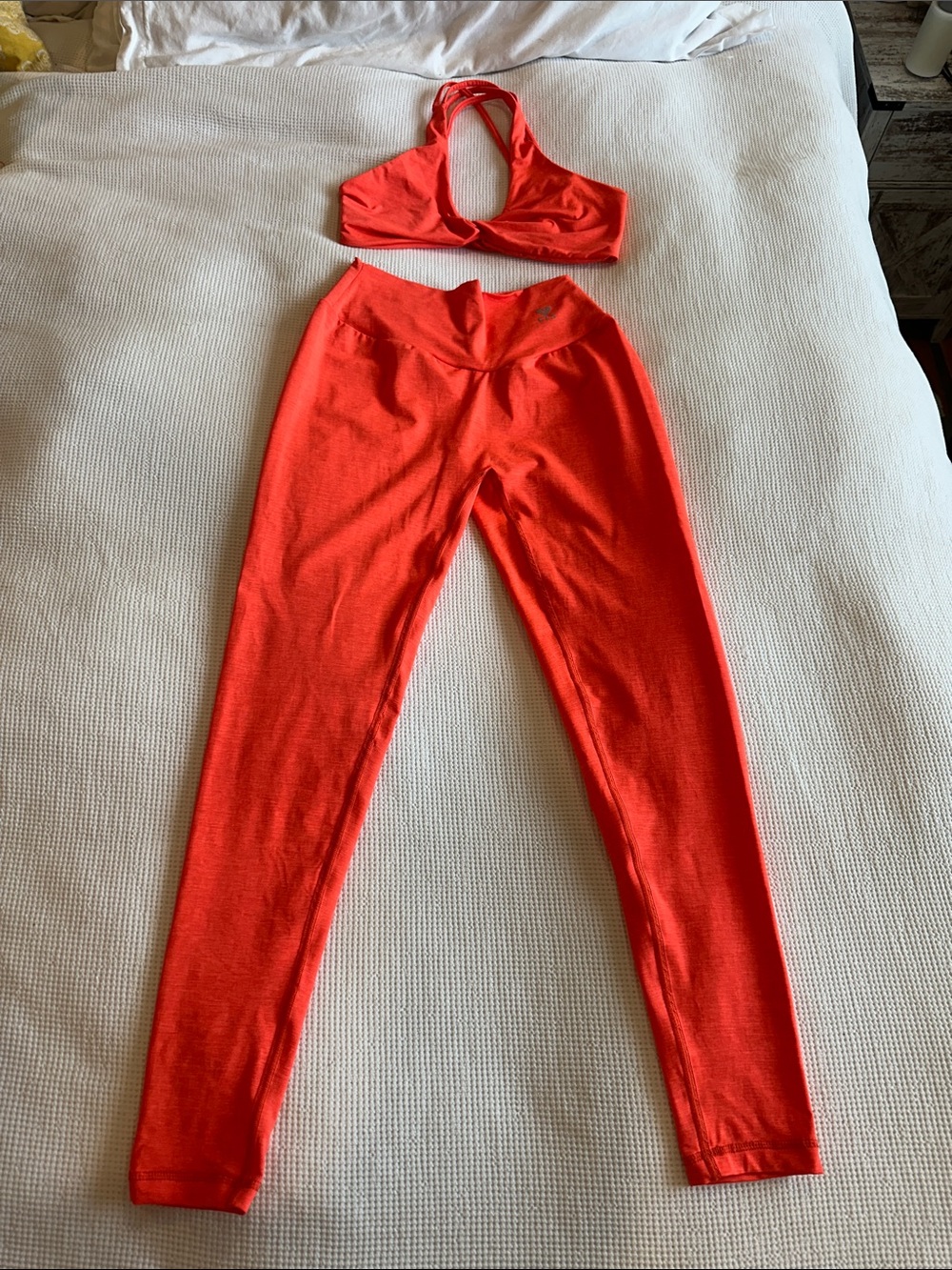 CLS Bright Orange Women's Scrunch V Back Leggings with Matching Sports Bra